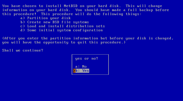Confirming to install NetBSD
