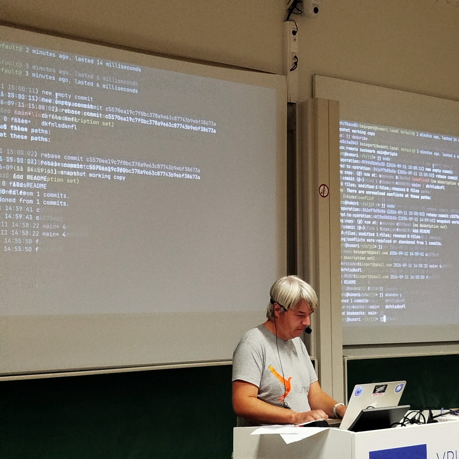 Benny showing jj version control system in a terminal