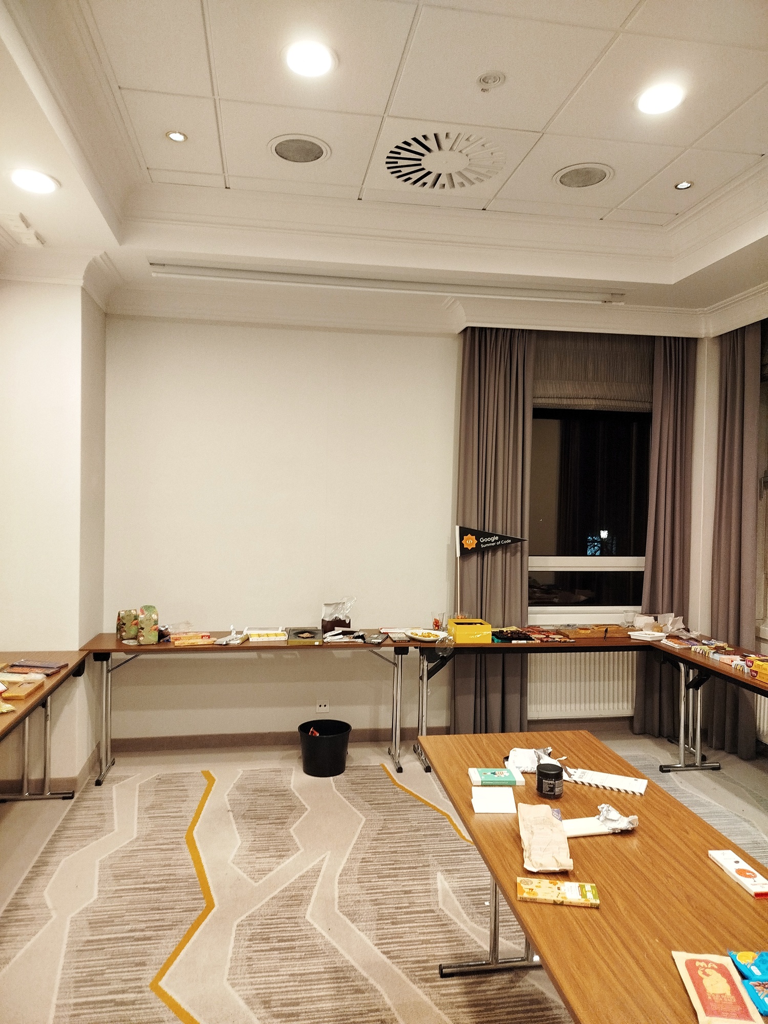 Tables full of chocolate and sweets from the chocolate room