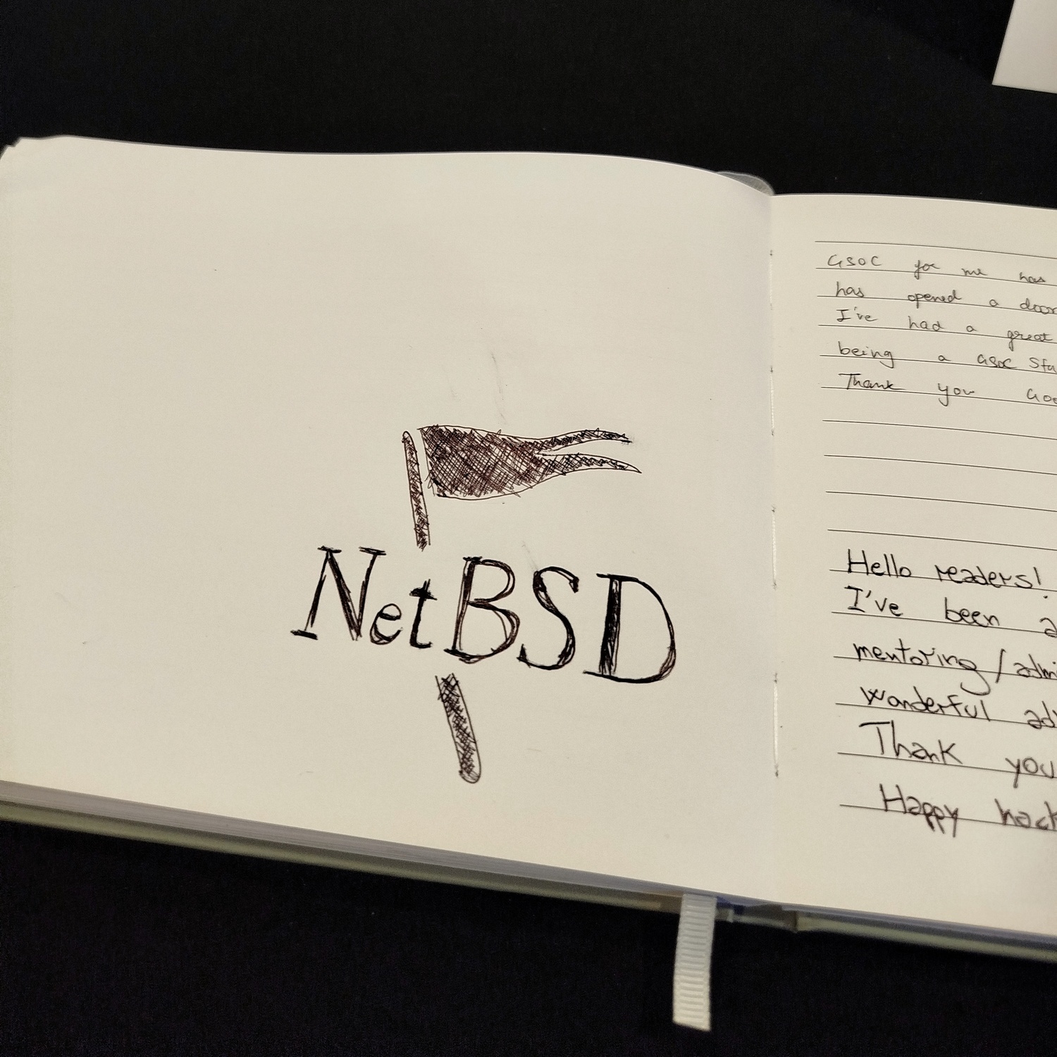 NetBSD hand-written logo on the GSoC guest book