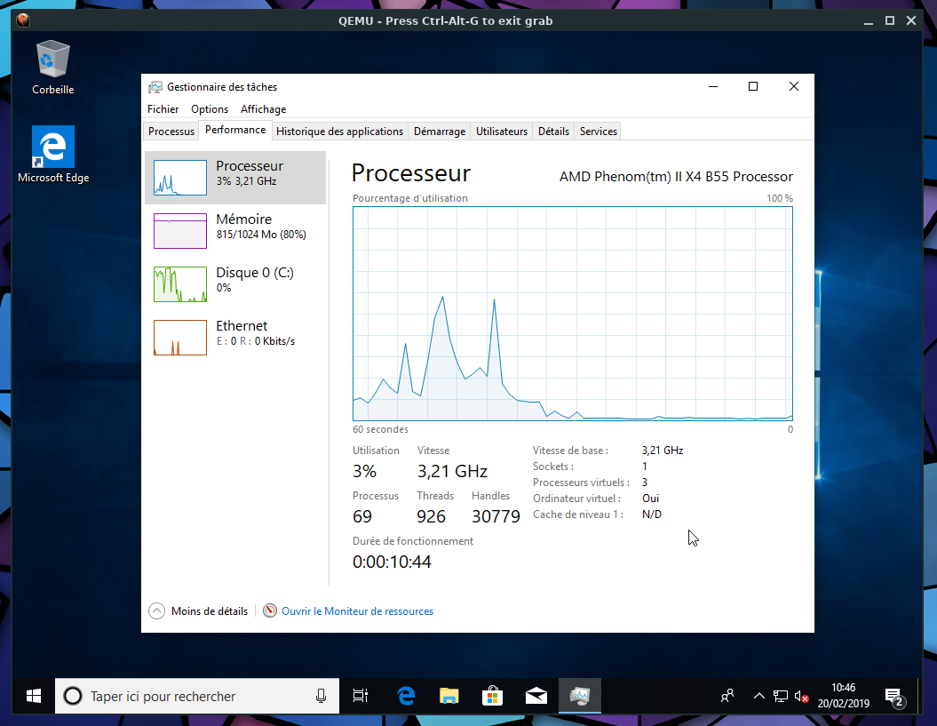 Windows 10 on Qemu+NVMM